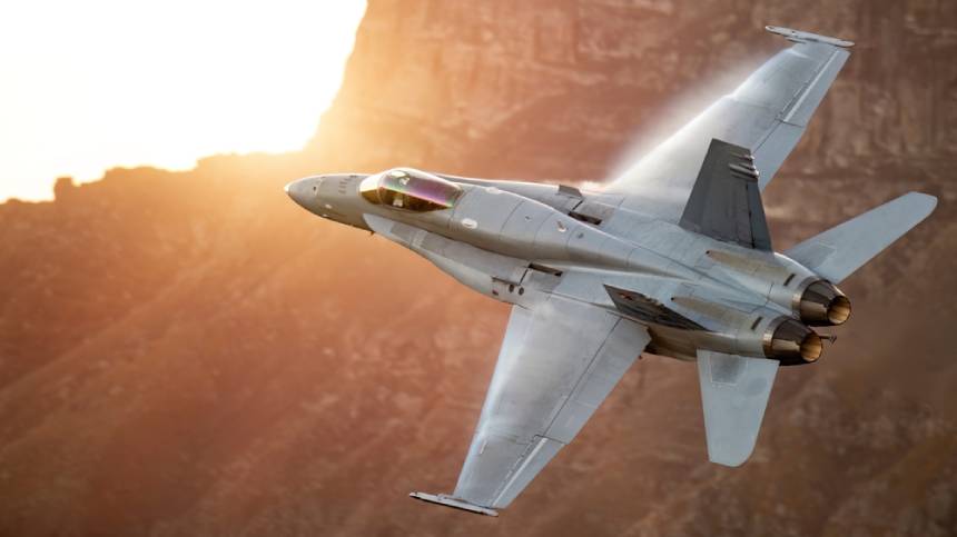 A low flying military aircraft