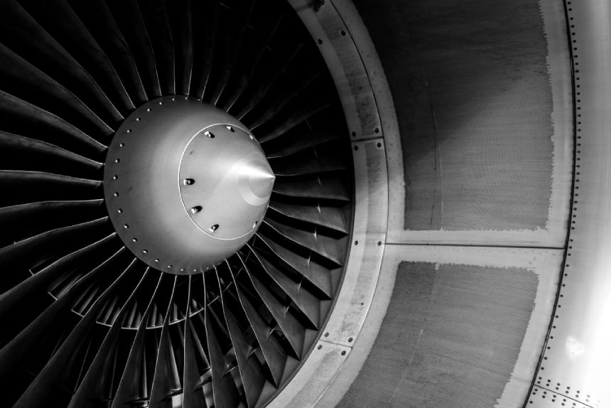 The blades of a jet engine.