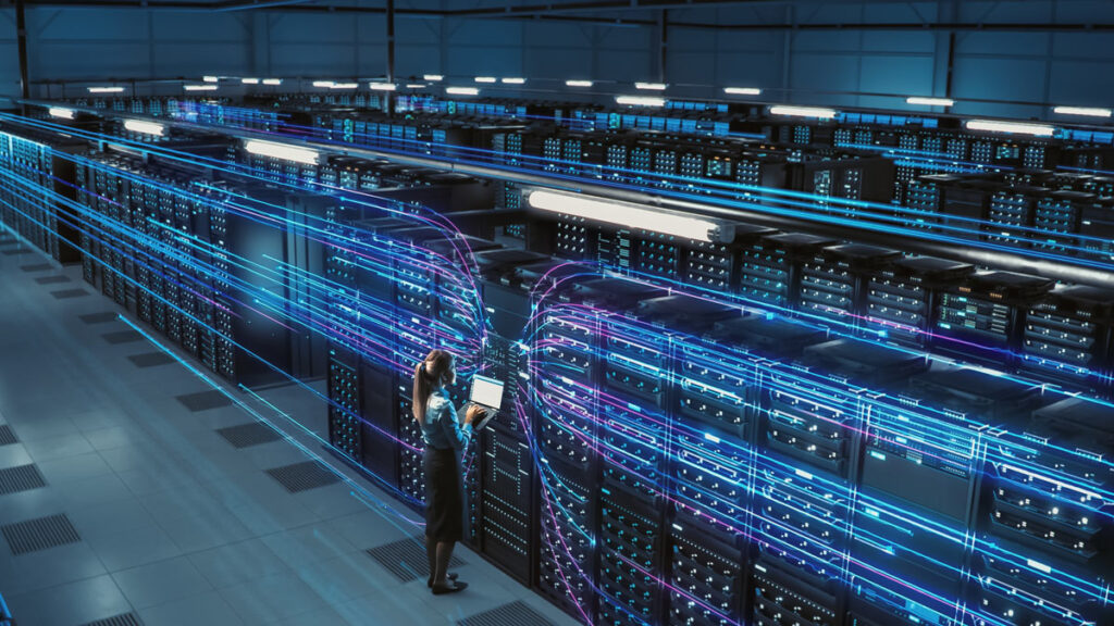 Data flowing through a massive data center