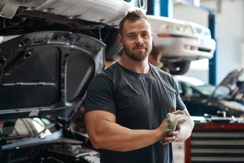 A worker in a machine shop.