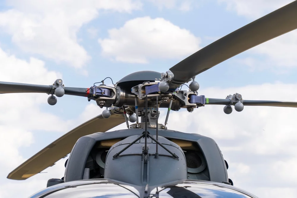 The rotors of a military helicopter.