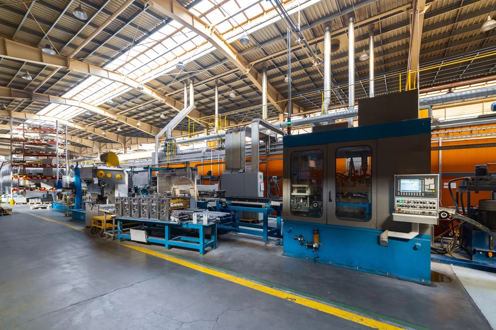 A large metal working shop.